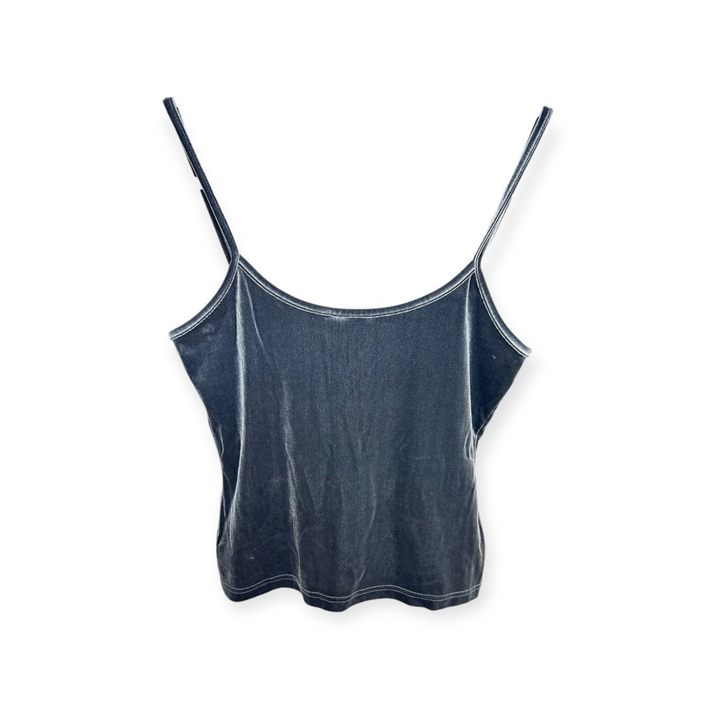 Vintage Express Y2K velour velvet gray Spaghetti Strap Top